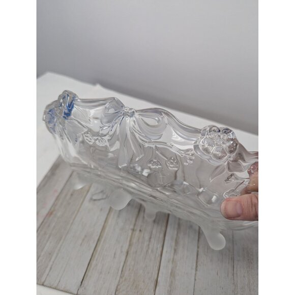 Vintage Mikasa Walther Crystal Centerpiece Bowl Bows Ribbons Roses Flowers - Picture 4 of 6